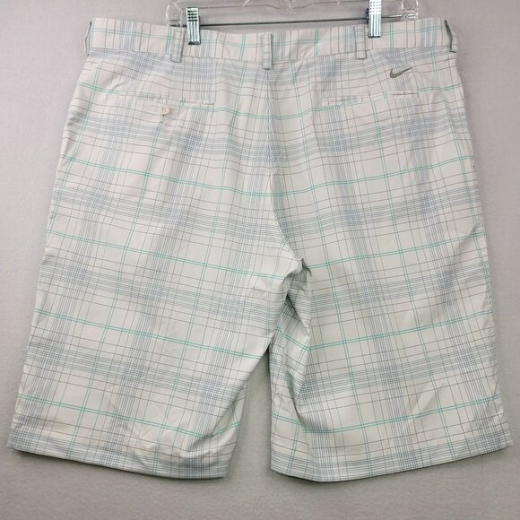 Nike Golf Plaid Performance Shorts Mens Sz 40 White Blue Gray Green Lightweight - Picture 2 of 10